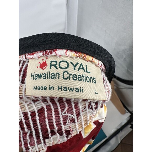 Vtg 80s Hawaiian Royal Creations Smocked Halter Pleated Bust Circle Sun Dress L - Picture 7 of 14